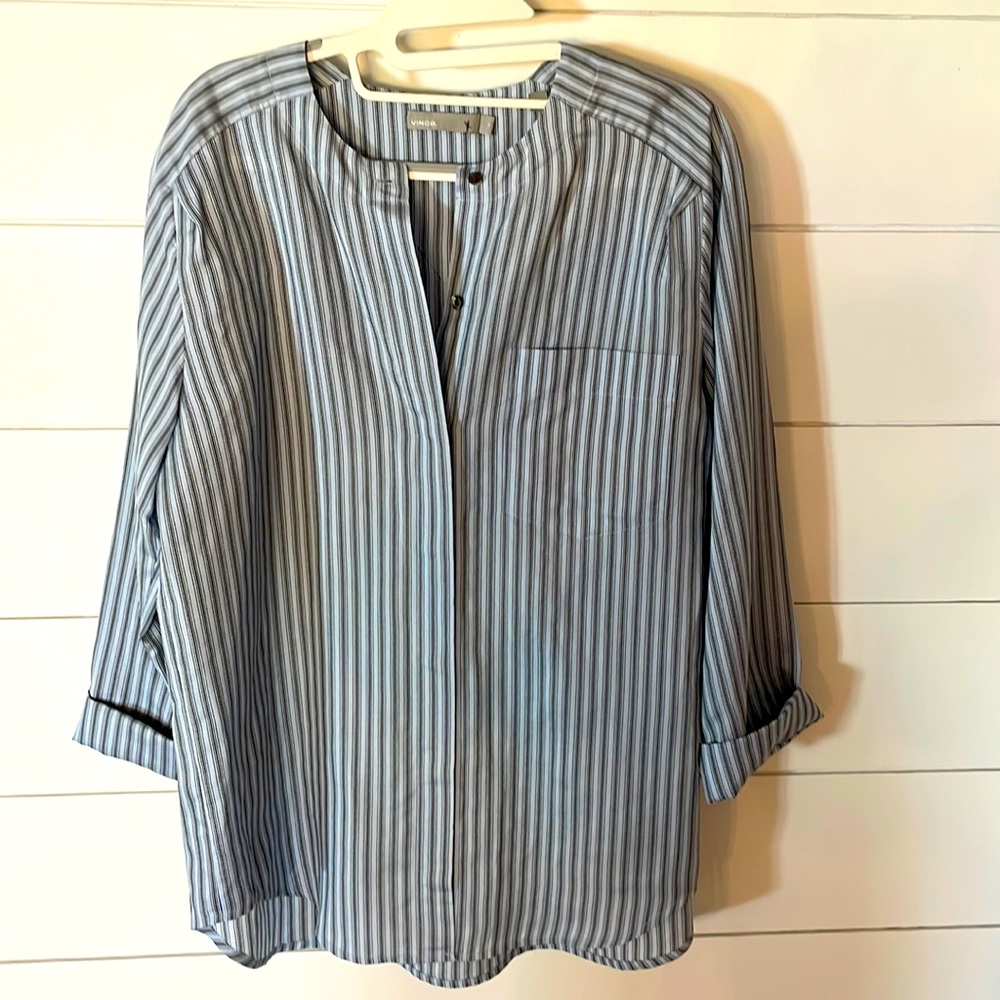 VINCE light blue striped blouse